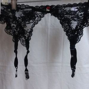 Vintage Lace Garter w/ 5 Pair Thigh High Stockings